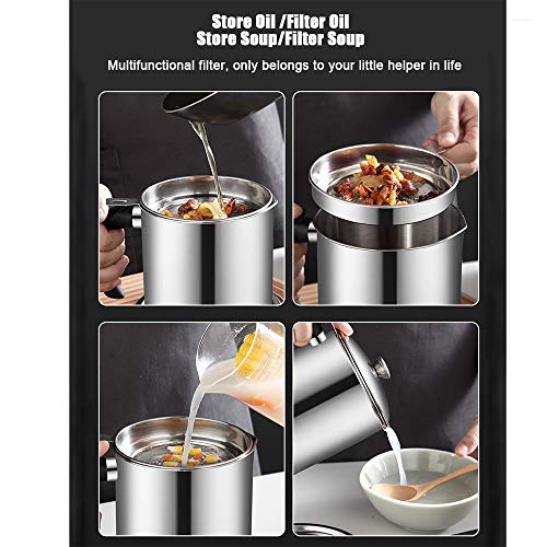 Cooking Oil Filter and Storage,1.3L 304 Stainless Steel,Can Filter and