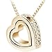 Doinshop New Useful Cute Nice Double Heart Crystal Rhinestone Eternal Love Gold Necklace