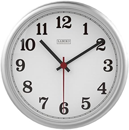 LAMIKO Silent Non-ticking Wall Clock 12 Inch Decorative Digital Clock ABS Frame PS Cover,Silver