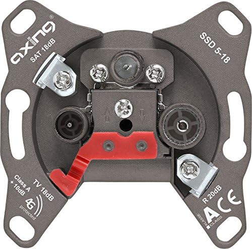 Axing SSD 5-18 Universal Antenna socket 3-port Wall Outlet loop-through with 18 dB tap loss for CATV, Satellite and Unicable Systems
