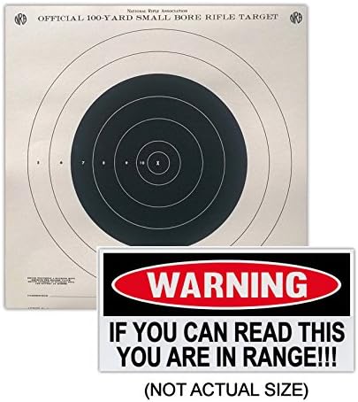 (25-Pack) American Target Company, NRA TQ-4 (T) Official 100 Yard Qualification/Training Targets, 14" x 14", National Rifle Association, Bundled With Free Warning Sticker (25 Targets, 1 Sticker)