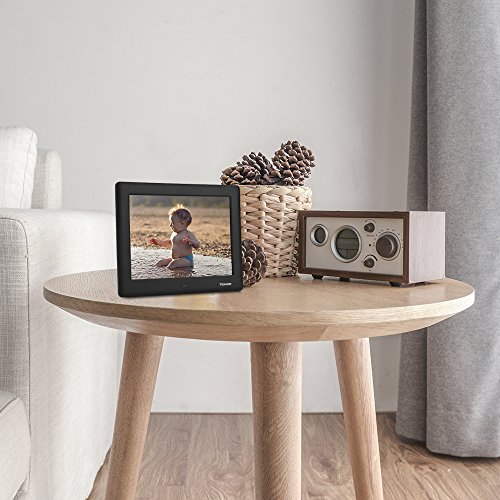 TENKER 8-inch HD Digital Photo Frame IPS LCD Screen with Auto-Rotate/Calendar/Clock Function, MP3/Photo/Video Player with Remote Control
