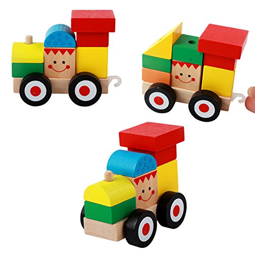 image for Zhisheng You Wooden Mini Stacking Push and Pull Train Set And Educatio