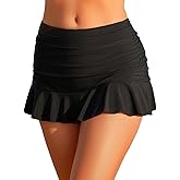 Daci Women's Mid Rise Swim Skirt - Ruched Ruffle Swimsuit Tummy Control Bathing Suit Bikini Skirt Bottom 2025