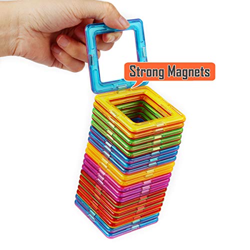 Tomons Magnetic Blocks for Kids, 76 Pcs Magnet Building Tiles Block Construction Toys, Creativity Kids Educational Toys Brain Games for Kids with Guide Booklet for Edutainment Gift ( Carrying Bag)