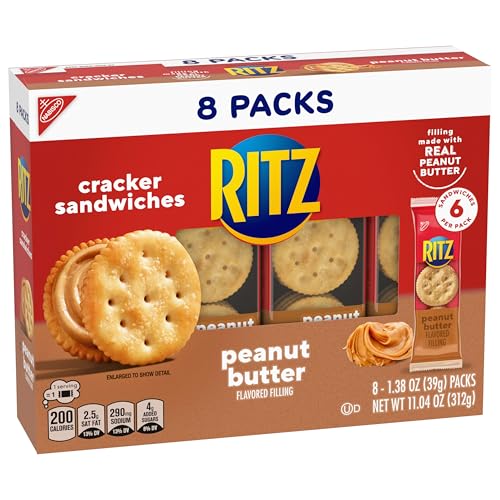 RITZ PEANUT BUTTER SANDWICH CRACKERS, LUNCH SNACKS, 48 SNACK PACKS (6 BOXES, 6 CRACKERS PER PACK)