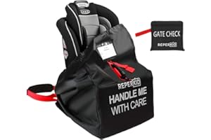 reperkid Car Seat Travel Bag for Airplane, Black and Green, 33" H x 18" W x 18" D, Fits Most Convertible, Booster and Infant Car Seats – Premium Waterproof Cover, Adjustable Shoulder Strap