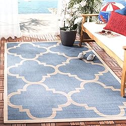 SAFAVIEH Courtyard Collection 4' Square Blue/Beige