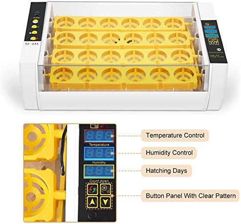 在庫早割処分大特価 湿度と温度を制御する卵インキュベーター24 卵孵化用インキュベーター鶏卵ガチョウウズラ孵化用軽量卵キャンドラー付き自動回転 衝撃価格