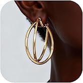 Clip On Earrings Women Large Hoop Earrings Big Clip On Hoop Trendy Jewelry Christmas Gifts for Her