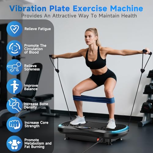 Vibration Plate Exercise Machine for Lymphatic Drainage, Vibration Machine for Full-Body Weight Loss Shaping, Vibrate Fitness Platform 400 Lbs & 200 Adjustable Speeds