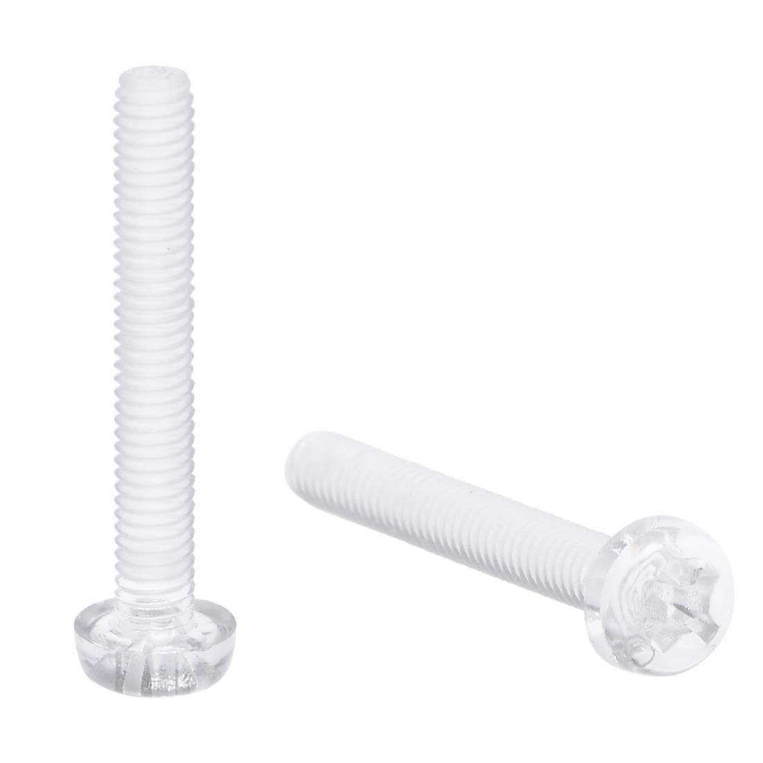sourcing map M3x20mm Plastic Screws PC Transparent Acrylic Phillips Cross Pan Hand Tighten Screw 50Pcs