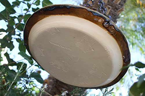 Large Hanging Bird Feeder or Bath, handmade ceramic garden art