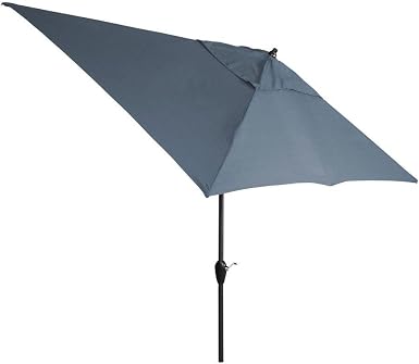 Amazon Com Hampton Bay 10 Ft X 6 Ft Aluminum Patio Umbrella With Push Button Tilt Canvas Sapphire Clothing