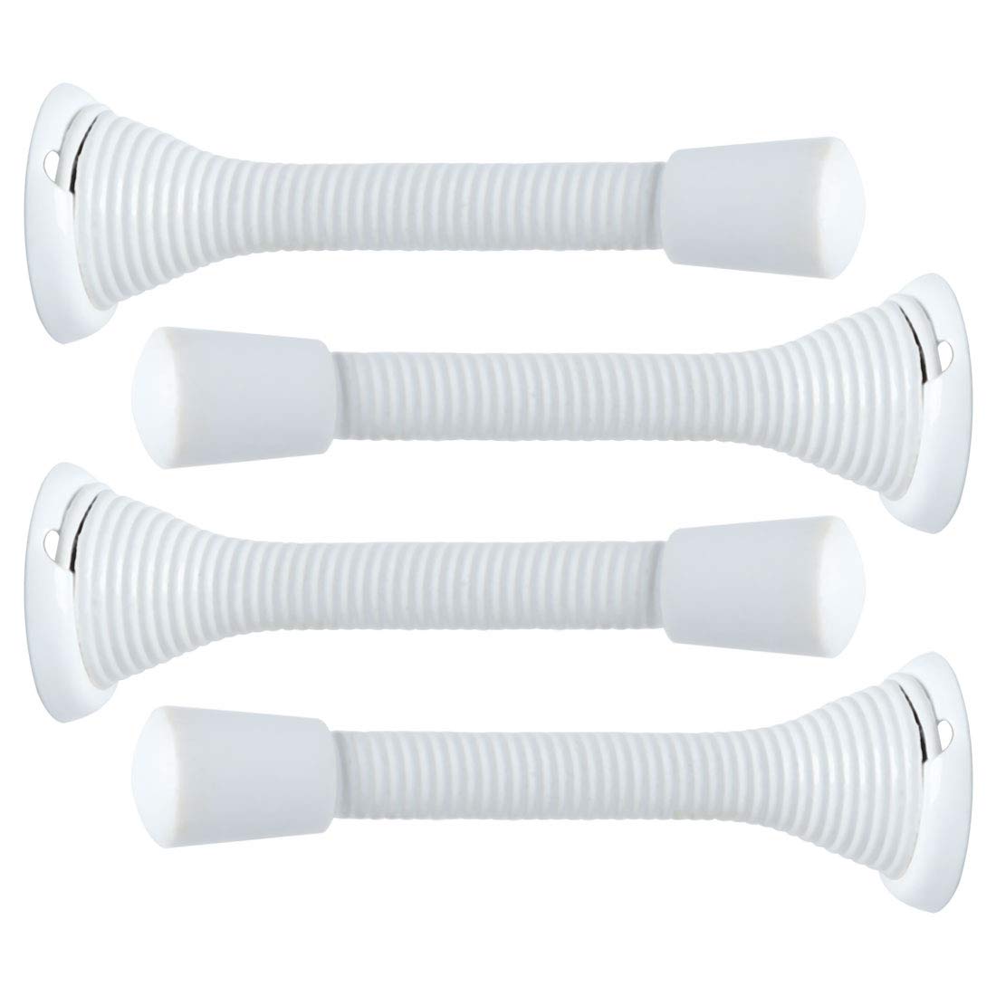 Sourcing Map 4 Pack Door Stop Wall, Rust Resistant, Noise Cancellation, 3" Spring Door Stoppers, Protect Doors White