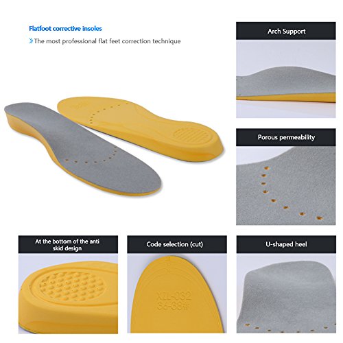1 Pair Breathable Flatfoot Hind Foot Valgus Orthotic Insoles with Arch