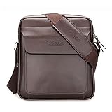 Zicac Mens Genuine Leather Shoulder Messenger Bag - Brown