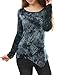 Allegra K Women's Long Sleeves Tie-Dye Handkerchief Hem Top M Dark Grey