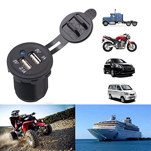 BreaDeep Dual USB Car Charger Socket Waterproof 12V/3.1A Power Outlet Replacement for Car, Motorcycle, Marine, Boat, RV, ATV