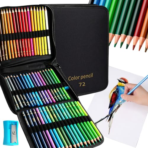 GODREAM Lapis de Cor Profissional, 72 Cores Mais Vivas, com Estojo Portátil, Lapis de Colorir Macio e Aveludado para Desenho, Pintura, Esboço e Escrita, Presente Criativo para Adultos e Iniciantes