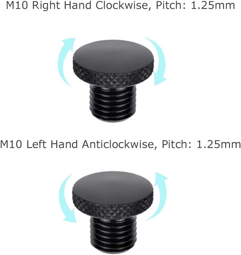 evermotor Motorcycle Mirror Blanking Plugs Bolts M10 for Motorbike CNC Aluminum 10mm Mirror Blanks Black Screw Clockwise Thread x1 +Reverse Thread x1 - Image 3