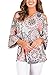ZKESS Women Summer Crisscross Front V Neck Cold Shoulder 3/4 Sleeve Floral Tops Casual T Shirt Large Size Grey