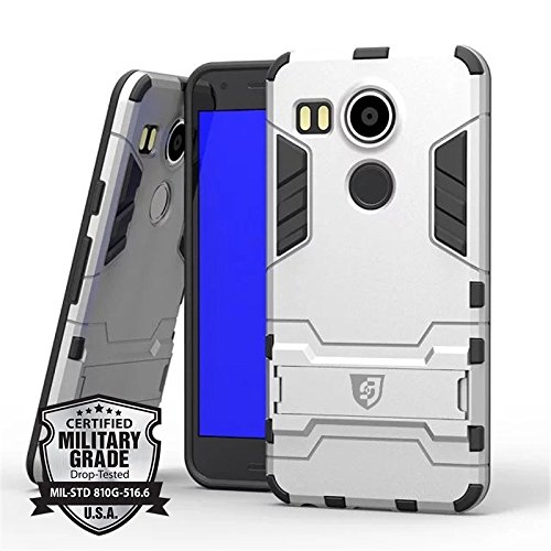 Capa para Nexus 5x, SKUDO Defender [Dual Layer][Anti Impacto][Military Grade], LG Nexus 5x - Prata