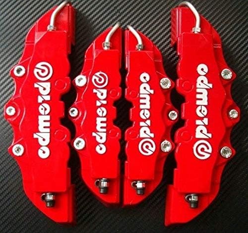 Wanrane 4Pcs 3D Useful Car Universal Disc Brake Caliper Covers Front & Rear(Red)