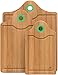 Vremi 3 Piece Bamboo Cutting Board Set - Wooden Cutting Boards for Kitchen with Storage Handle - Small and Large Wood Cutting Board Organic Bamboo Chopping Board Meat Cheese Cutting Board Set - Green