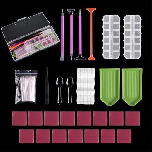 48 PCS DIY Diamond Painting Embroidery Tools ,Embroidery Storage Boxes ,Cross Stitch Tools Accessory Case Set (Green)