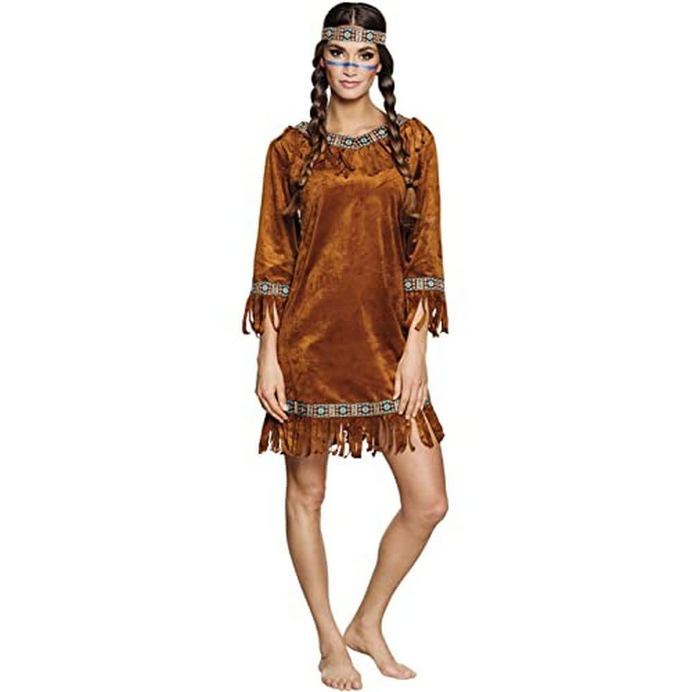 Boland Adult Indian Costume – Size M, Suede Look with Fringes and Headband – Perfect for Wild West, Carnival, and Theme Parties, Fancy Dress Costume