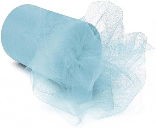 (25 YARDS) TULLE thick 6" ribbon roll craft xmas holiday gift wrap wedding party (6 inch, BABY BLUE)