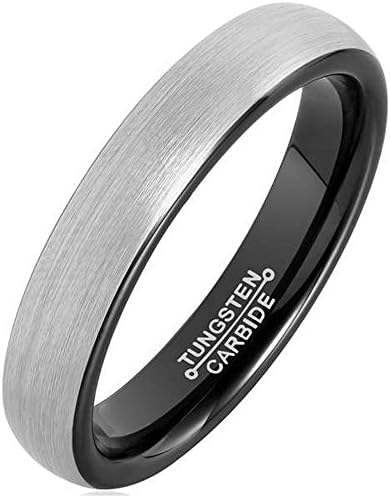 Polished Tungsten Carbide Wedding Band Finish Brushed Ring 4mm Black 4-12 (Black, 6.5)