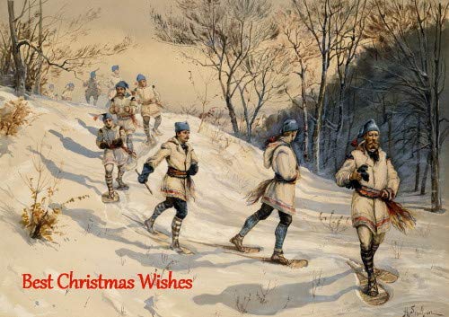 c1890 H.Sandham~Christmas Winter Scene~Group of Men Snowshoeing Down a Hill-6 pack NEW Matte Vintage Picture Large Blank Note Cards with Envelopes - Thumbnail 2