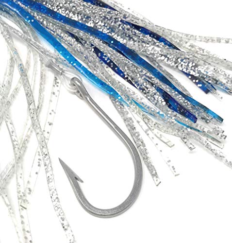 Rigged Trolling Lure Marlin Tuna Mahi Dolphin Durado Wahoo Octopus Skirted Jet Head Fishing Lure-12inch - 320G (Mixed Colors Striped Blue & Silver, 12 inch)