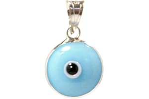 MIZZE Made for Luck Authentic 925 Sterling Silver 10 MM Round Glass Evil Eye Charm Turkish Protection Pendant DIY - 14 Colors to Choose from