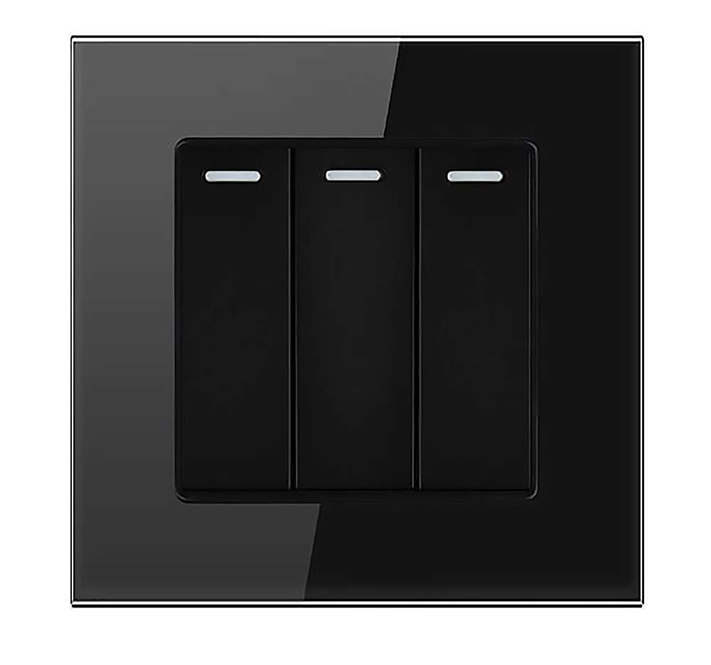 1/2 Gang 2 Way White Crystal Glass Panel Light Switch On and Off Rocker Wall Switch Interruptor 16A (3 gang 2 way black)