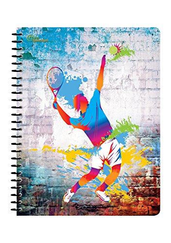 New Generation - Sport Graffiti - 1 Subject 70 Sheets 8" x 10.5" wirebound Spiral Notebook , 6 PACK ,WIDE Ruled , Interactive 3D Animation - SEE THE MAGIC (6 PACK SPIRAL NOTEBOOK WIDE RULED)