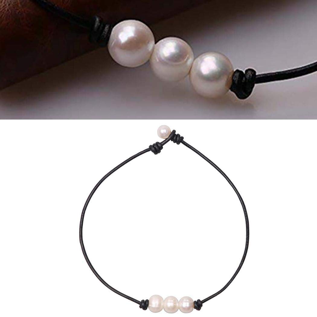 Hotstype Women Casual Charming White 3 Imitation Pearls Necklace Pendent Necklace Jewelry Pendants
