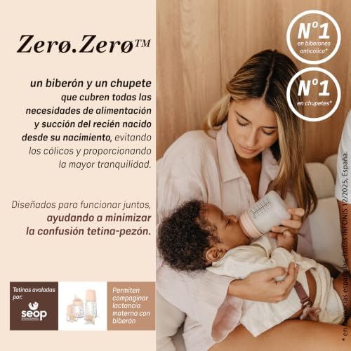 , Garrafa Anti-Cólica Zero Zero, Mamila de Fluxo Adaptável (A), Deep