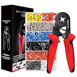 Ferrule Crimping Tool Kit, Preciva AWG23-7 Self-adjustable Ratchet Wire Crimping Tool Kit Crimper Plier Set with 1200PCS Wire Terminals Crimping Connectors Wire End Ferrules