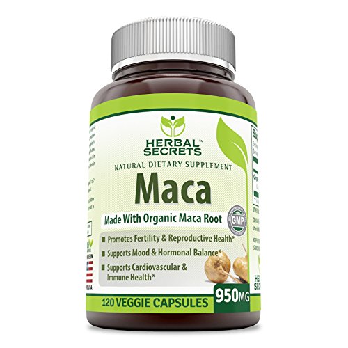 Herbal Secrets Organic Maca 950mg 120 VCAPS - Gelatinized for Enhanced Bioavailability - GMO Free- Supports Healthy Mood, Hormonal Balance, Cardiovascular Health & Immune Health Herbal Secrets Organic Maca 950mg 120 VCAPS - Gelatinized for Enhanced Bioavailability - GMO Free- Supports Healthy Mood, Hormonal Balance, Cardiovascular Health & Immune Health