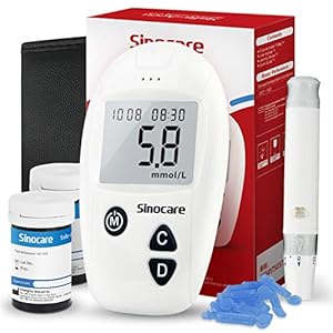 sinocare Diabetes Testing Kit/Blood Glucose Monitor Safe Accu/Blood Glucose Sugar Test Kit with Codefree Strips x 50 & Case for UK Diabetics -in mmol/L