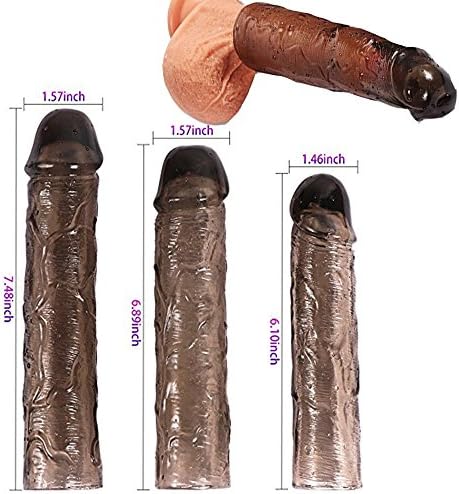 Pe-ni-s S-lee-ve,Multi Usable Enlarge Co ck Con dom Pe nis Sl ee veSheath Delay Eja culation Toys for Men (3pcs L M S)