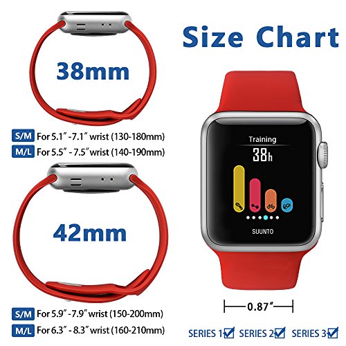 image for iGK Sport Band for Apple Watch 42mm 38mm, Soft Silicone Sport Strap Re