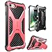 i-Blason Case Compatible with Apple iPhone 7/Apple iPhone 8, Transformer [Kickstand] [Heavy Duty] [Dual Layer] Combo Holster Cover case with [Locking Belt Swivel Clip] (Pink)