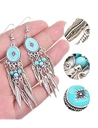 Ginasy, aretes en gota tipo espiral, estilo bohemio, con piedra símil turquesa, aretes colgantes, joyas de moda para mujer y mujer joven.