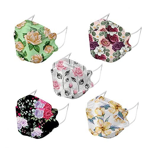 50 Pack Disposable Face_Masks with Elastic Earloops, 4 Ply Fish Type