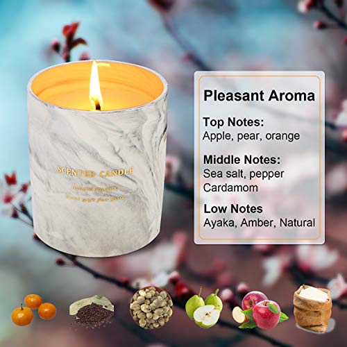 Haobell Gifts for Women - Scented Candles 100% Pure Natural Soybean Wax with Plant Essential Oils for Stress Relief Aromatherapy ï¼ˆMarble Grayï¼‰
