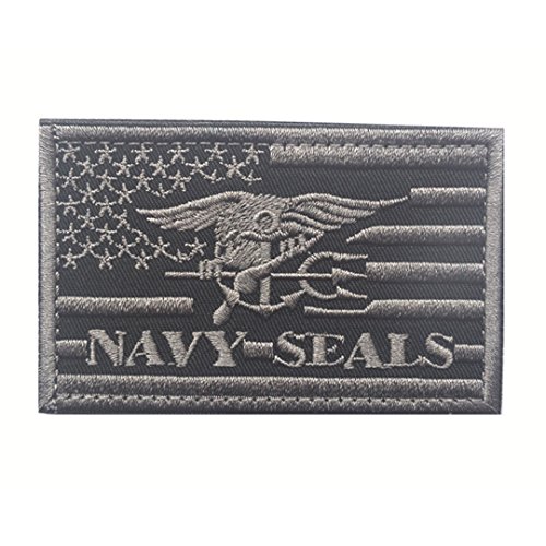 Navy Seals Patch Velcro Tactical Patch Uniform Military Embroidered Applique (Gray)